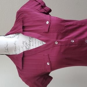 Guess Burgundy button down top.